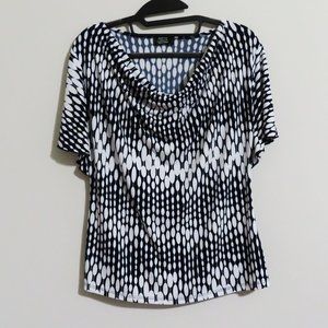 Shannon Ford New York Blouse Geometric Print Cowl Neck
